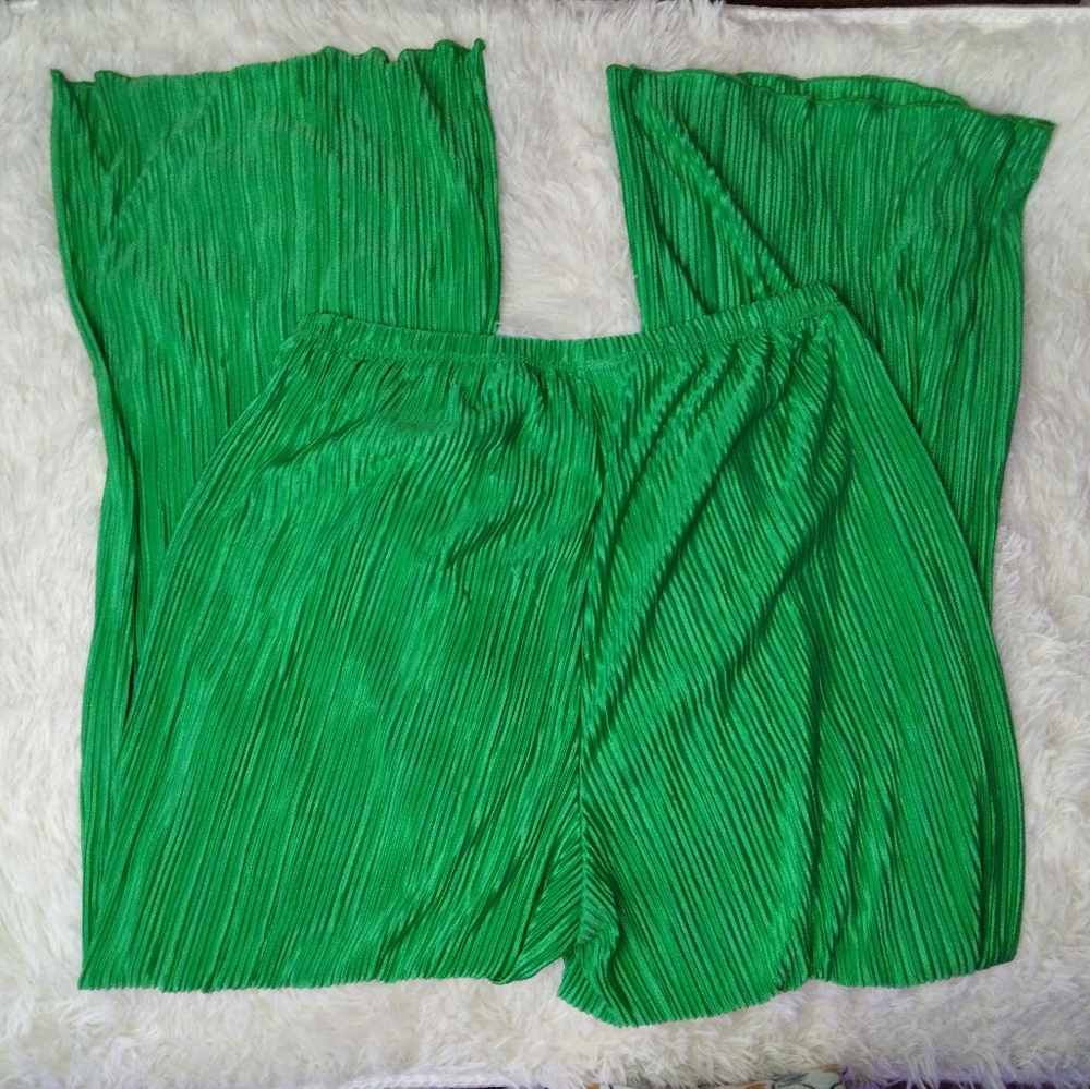 Good American Always Fits Wide Leg Plisse Pants Size 3/4 - Picture 6 of 10